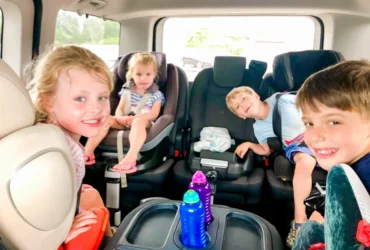 Kids and adults enjoying fun games during a car journey